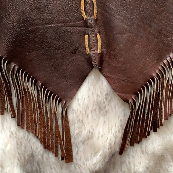 Suede/ Leather Vintage Reversible Poncho - Picture 5 of 7